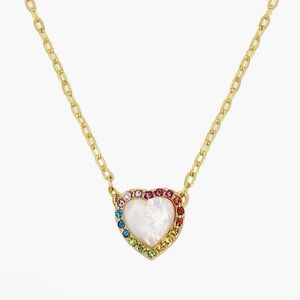 Kurt Geiger Gold Heart Opal Necklace with Rainbow Accents - Women Jewelry